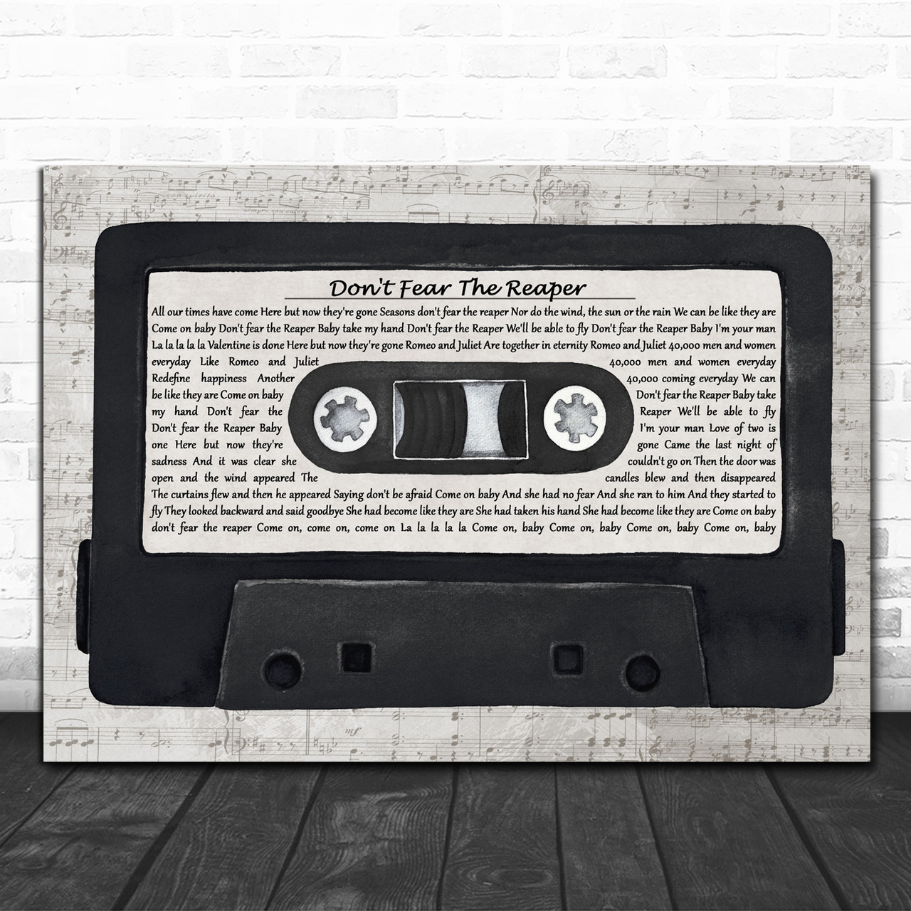 Blue Oyster Cult Don't Fear The Reaper Music Script Cassette Tape Gift Song  Lyric Print - Song Lyric Designs