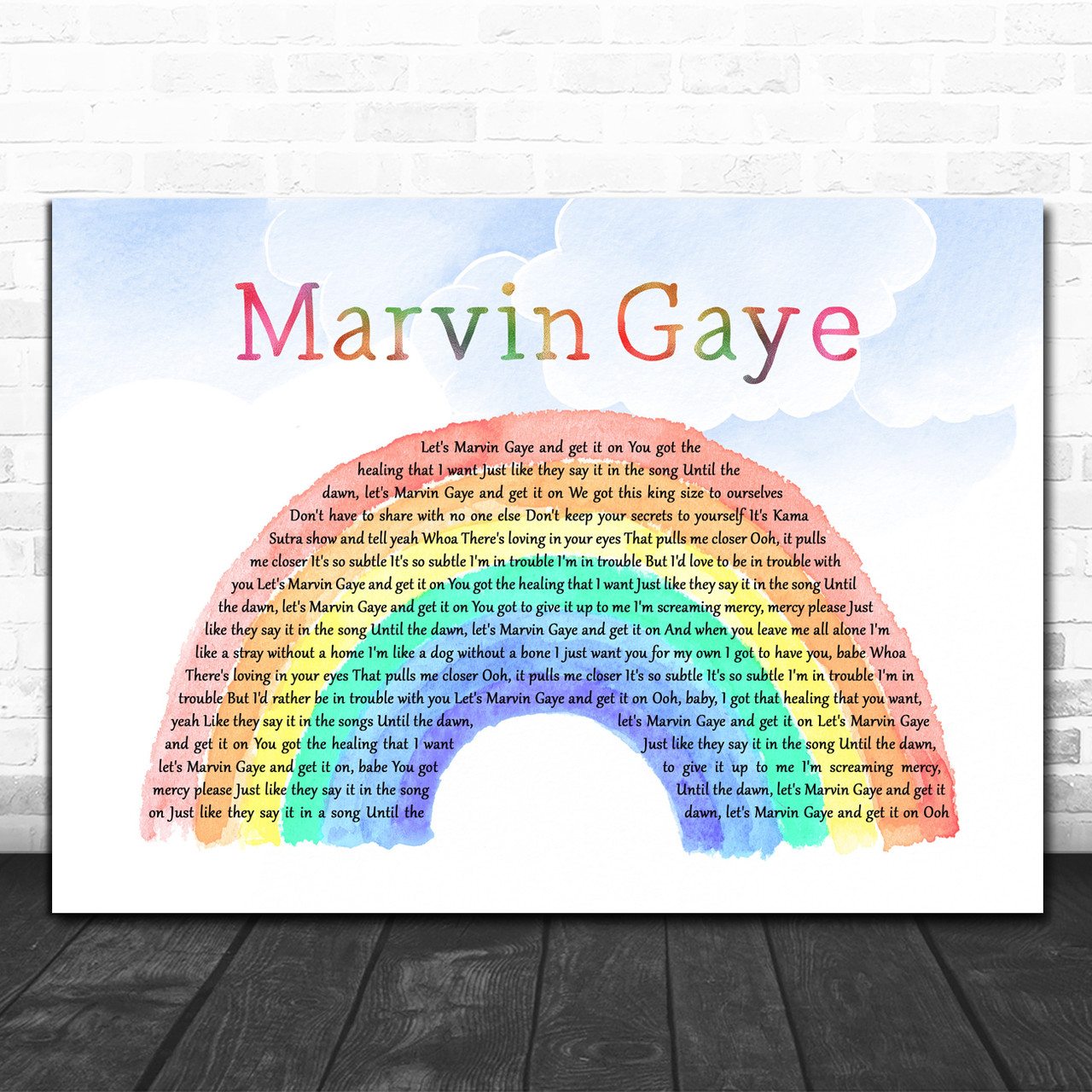 Marvin Gaye Let's Get It On Vinyl Record Song Lyric Print - Red Heart Print