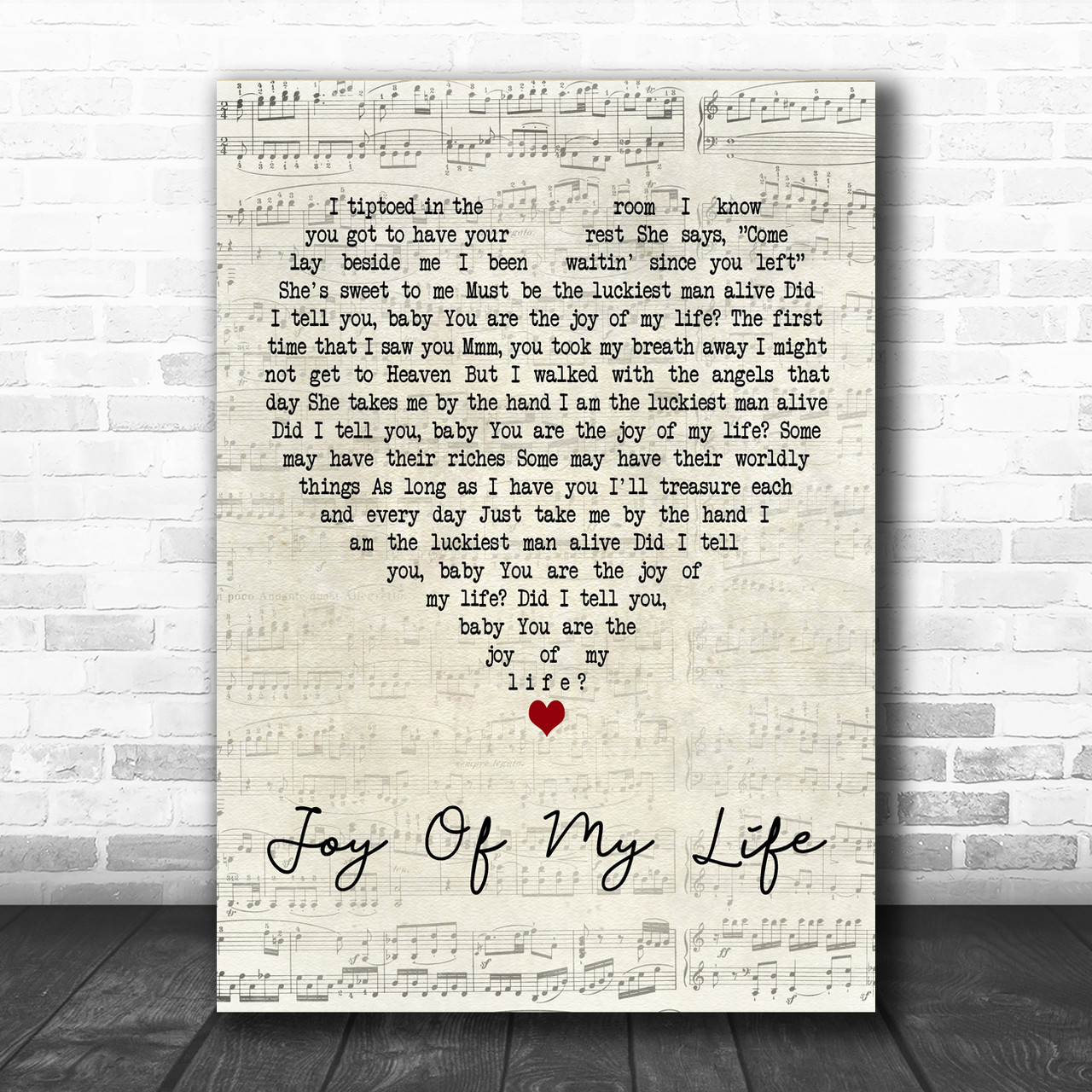 Chris Stapleton Joy of My Life Script Heart Decorative Wall Art