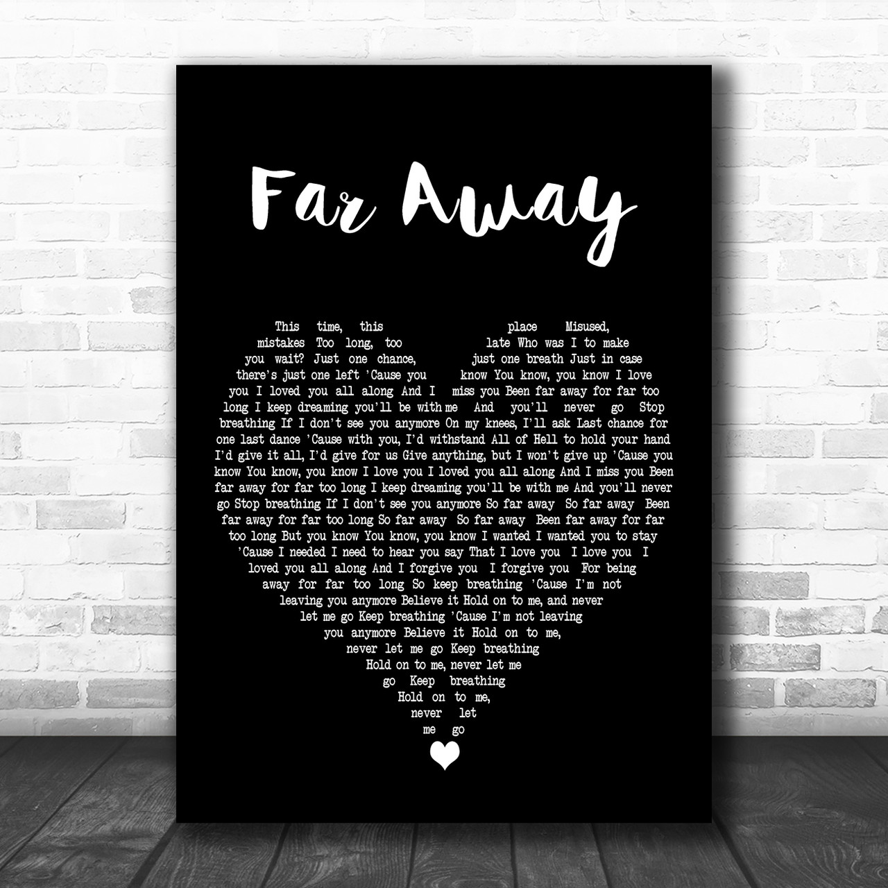 Nickelback Far Away Black Heart Decorative Wall Art Gift Song