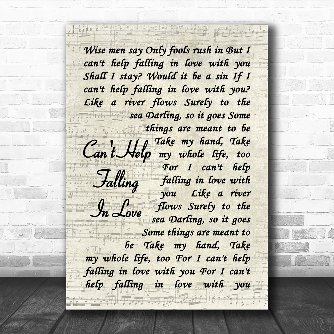 Can’t Help Falling In Love Elvis Presley Song Lyric Vintage Script