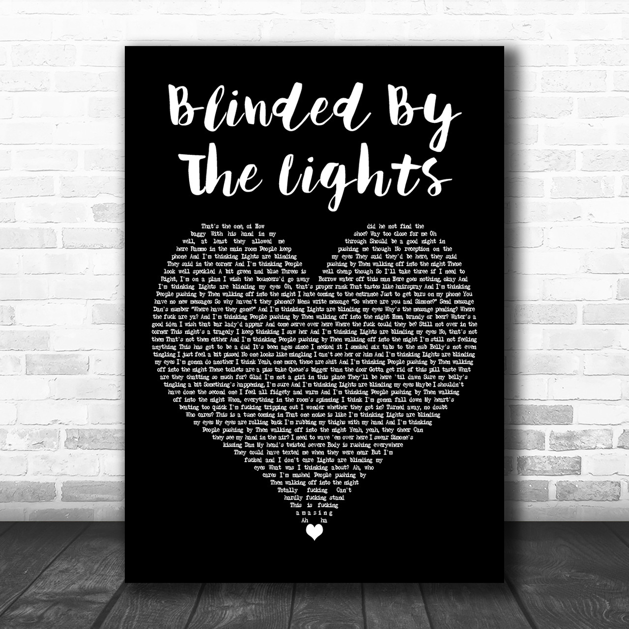 stenografi vejledning Religiøs The Streets Blinded By The Lights Black Heart Decorative Wall Art Gift Song  Lyric Print - Song Lyric Designs