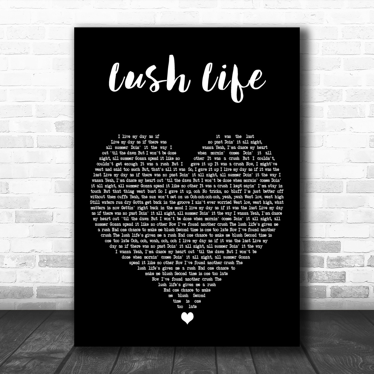 Zara Larsson Lush Life Black Heart Decorative Wall Art Gift Song