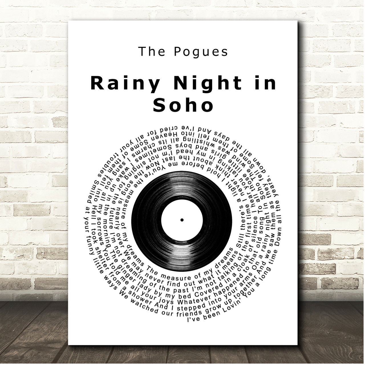 The Pogues A Rainy Night In Soho Vinyl Record Song Lyric Print 