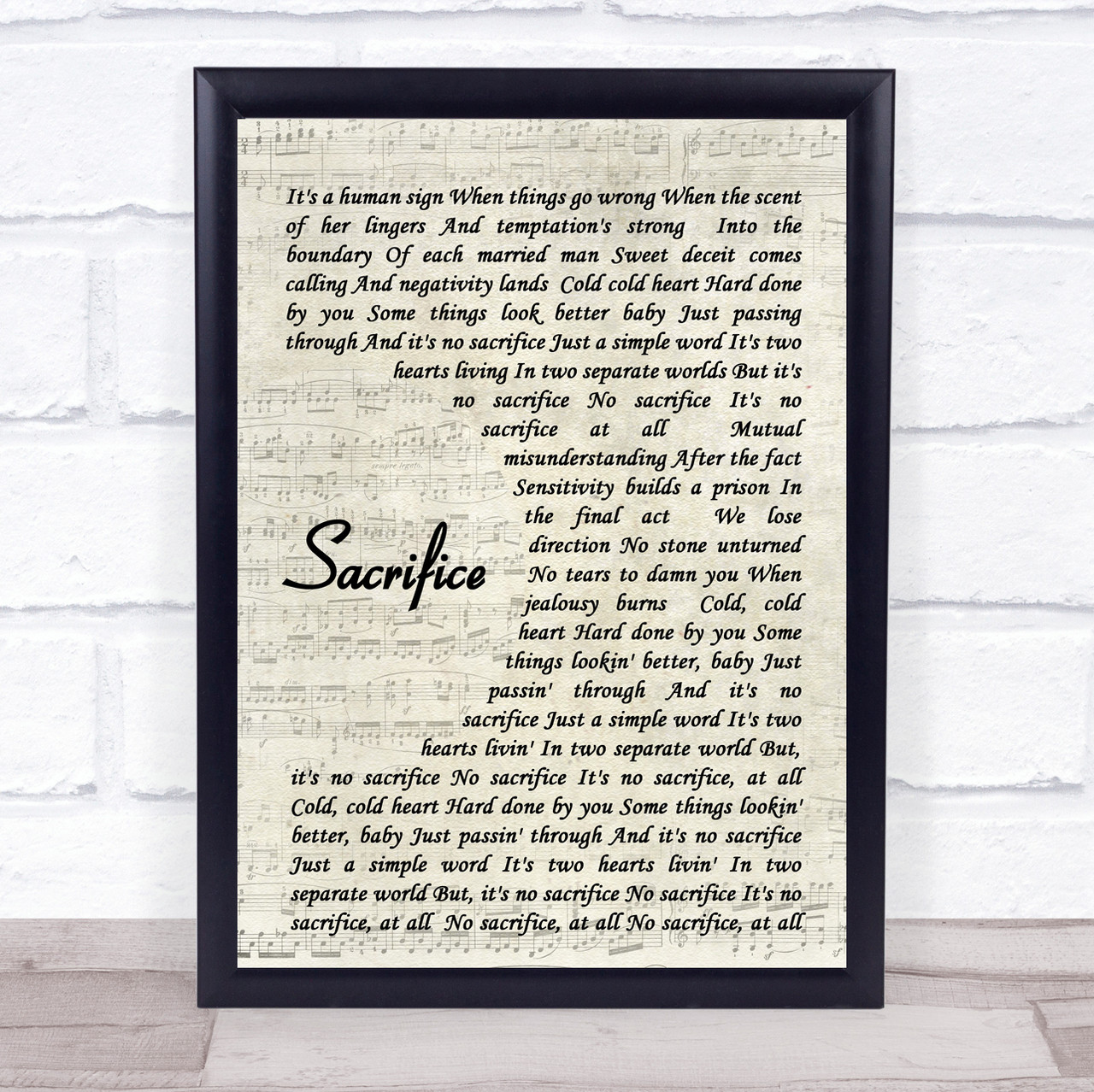 Sacrifice Elton John Song Lyric Vintage Script Music Wall Art Print - Song  Lyric Designs