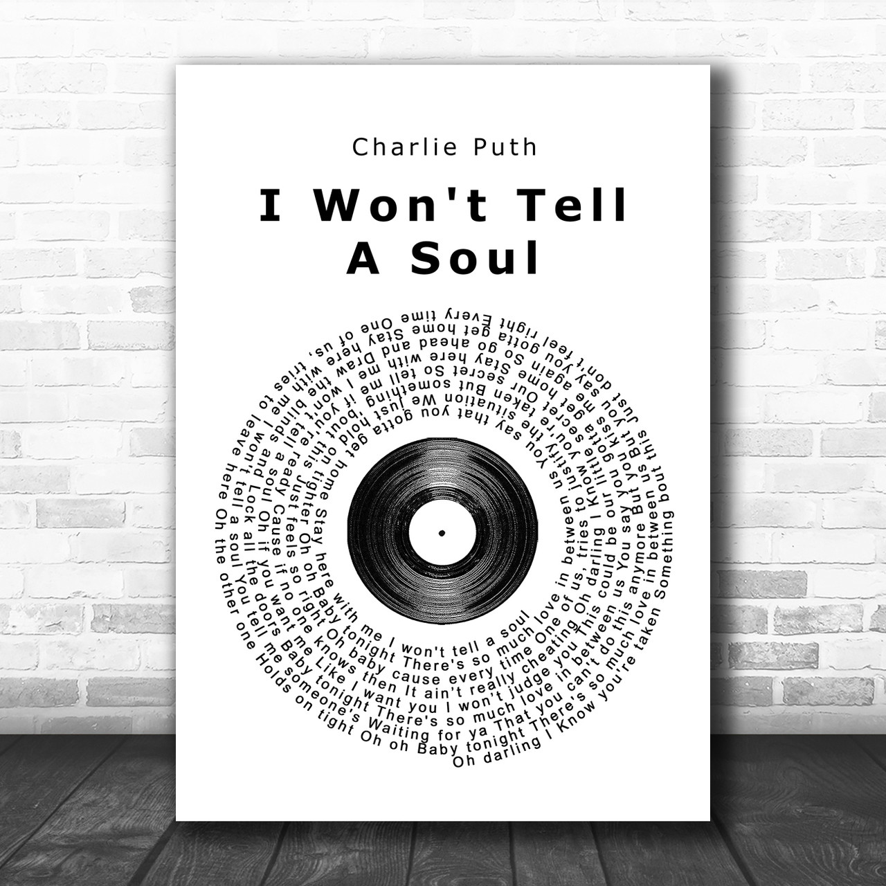 Charlie Puth I Won't Tell A Soul Vinyl Record Song Lyric Music Wall Art  Print