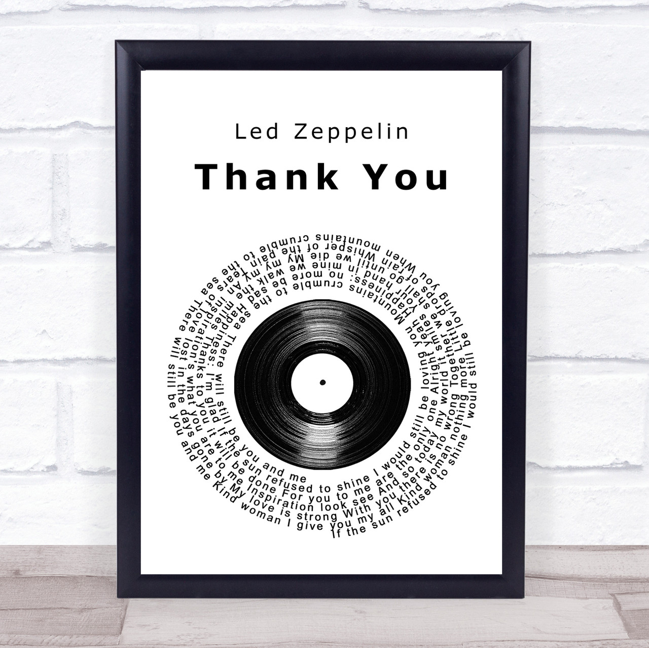 Led Zeppelin Thank You Vinyl Record Song Lyric Music Wall Art