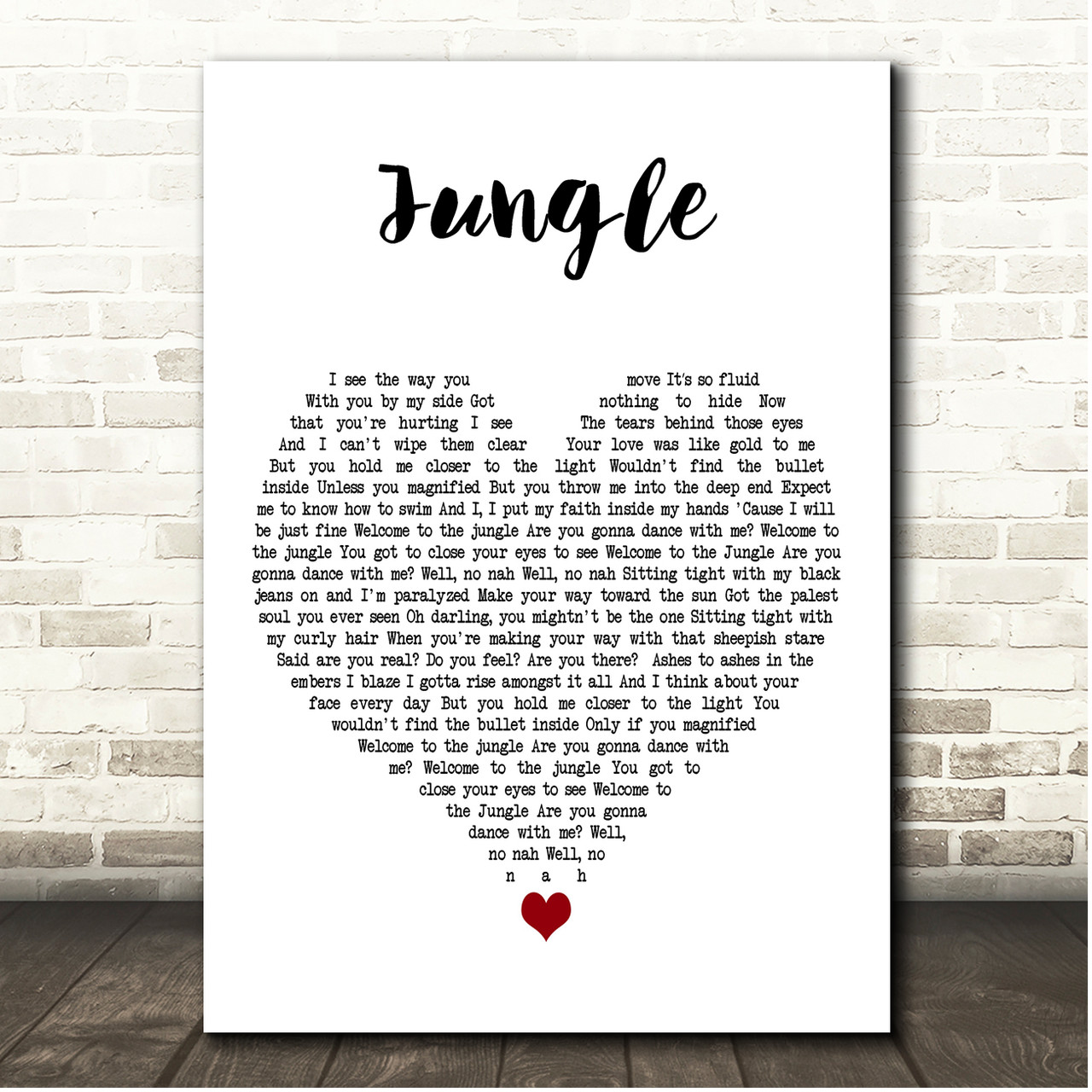 Tash Sultana Jungle White Heart Song Lyric Print - Song Lyric Designs