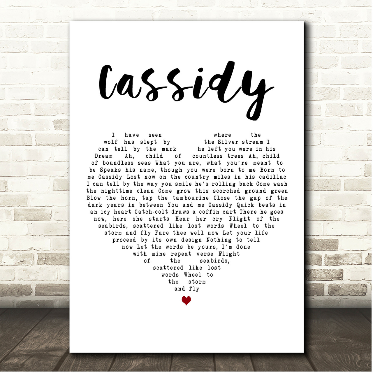 The Grateful Dead Cassidy White Heart Song Lyric Print Song