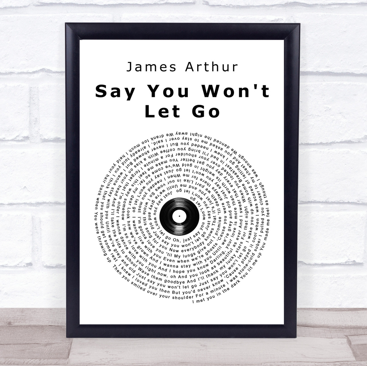 James Arthur Say You Won't Let Go Black Guitar Song Lyric Music Wall Art  Print - Song Lyric Designs