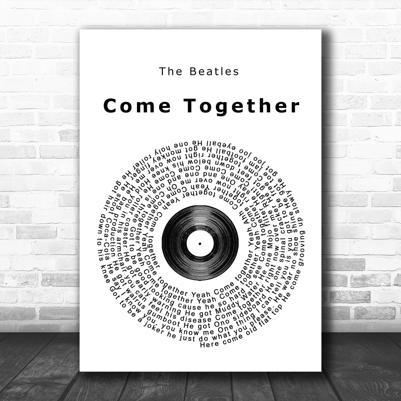 The Beatles Come Together Vinyl Record Song Lyric Music Wall Art