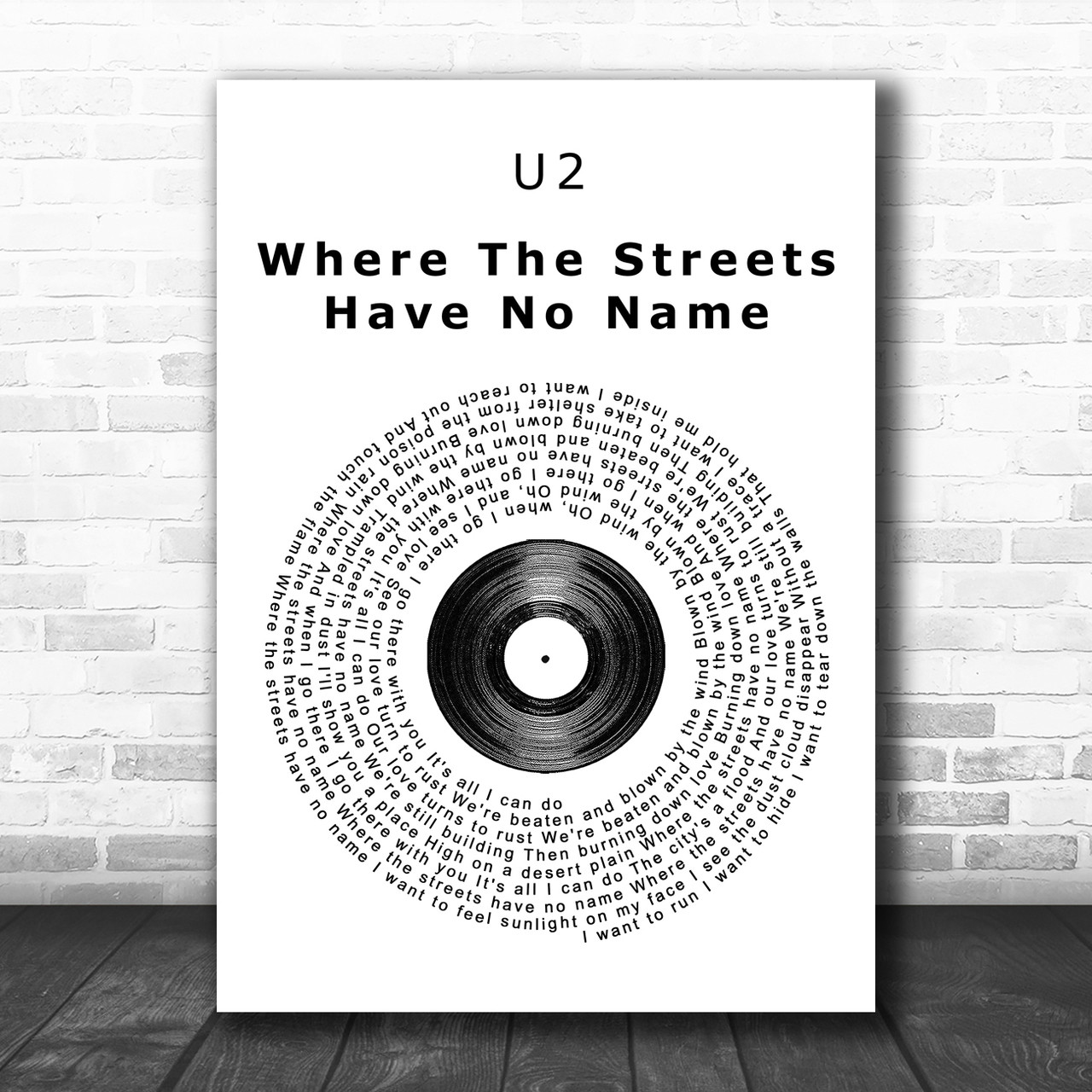 kampagne Guggenheim Museum Akademi U2 Where The Streets Have No Name Vinyl Record Song Lyric Music Wall Art  Print - Song Lyric Designs