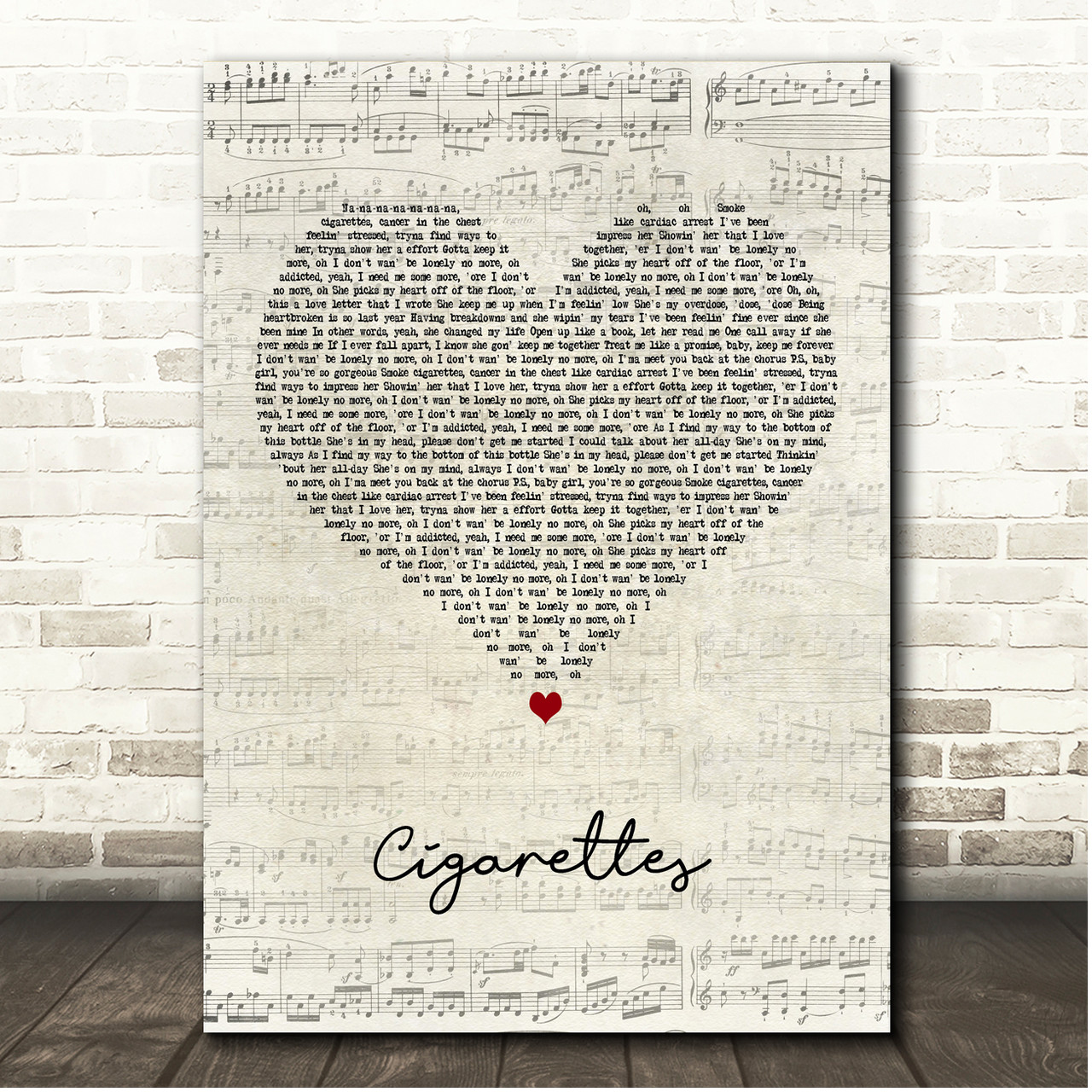 Heart Shaped Song Lyrics Custom Canvas Print