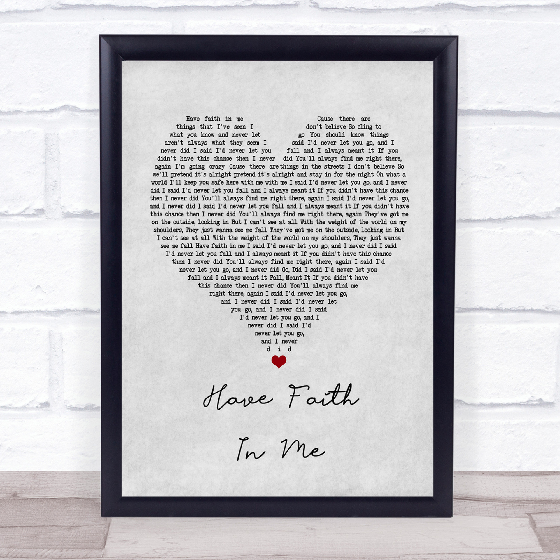 A Day To Remember Have Faith In Me Grey Heart Quote Song Lyric Print ...
