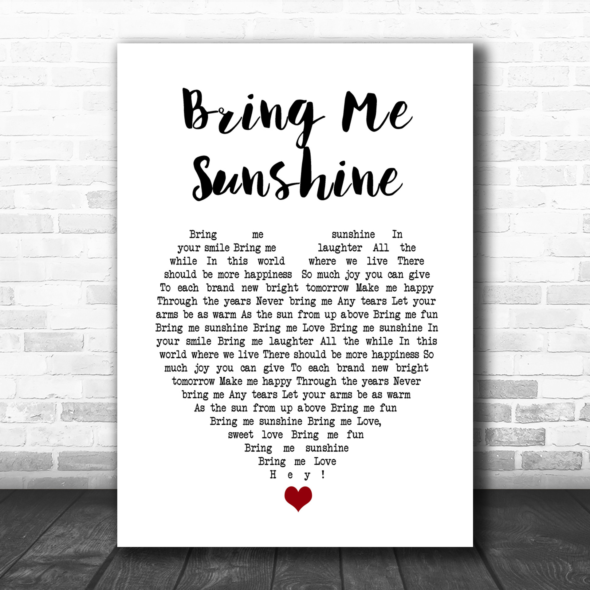 Morecambe And Wise Bring Me Sunshine Grey Heart Song Lyric Music Poster Print Song Lyric Designs