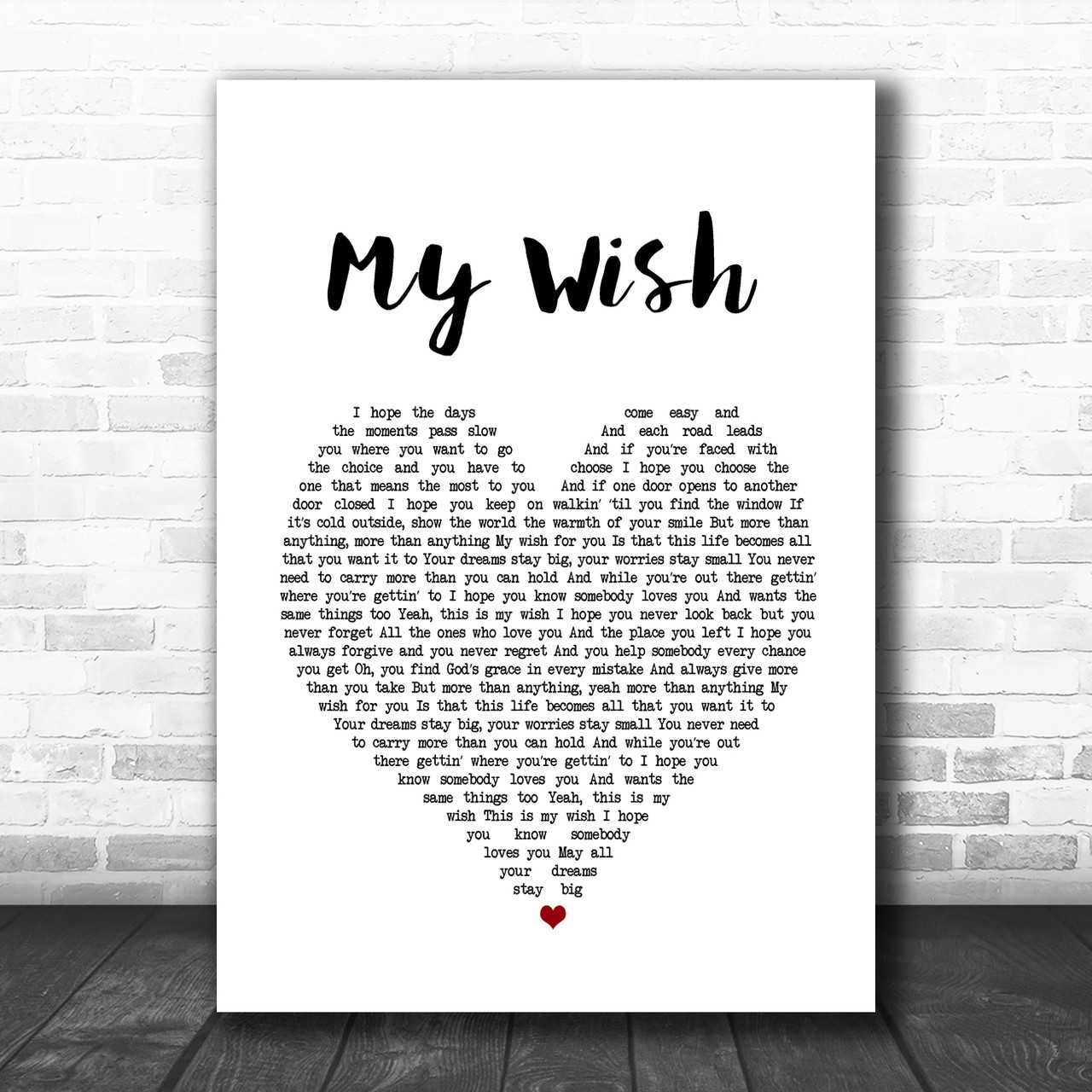 Rascal Flatts My Wish White Script Song Lyric Music Wall Art Print ...