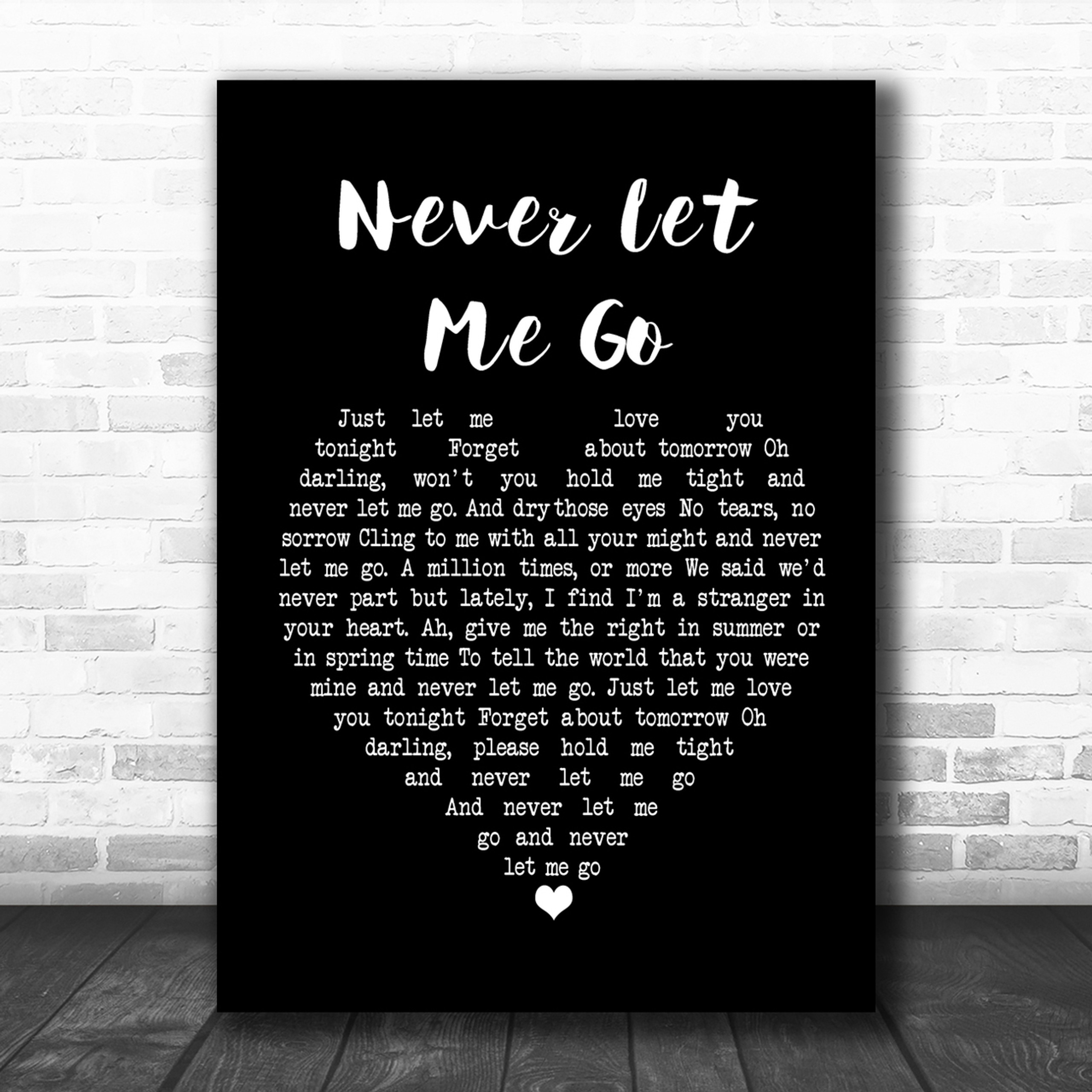 John Martyn Never Let Me Go Vintage Heart Quote Song Lyric Print - Song ...