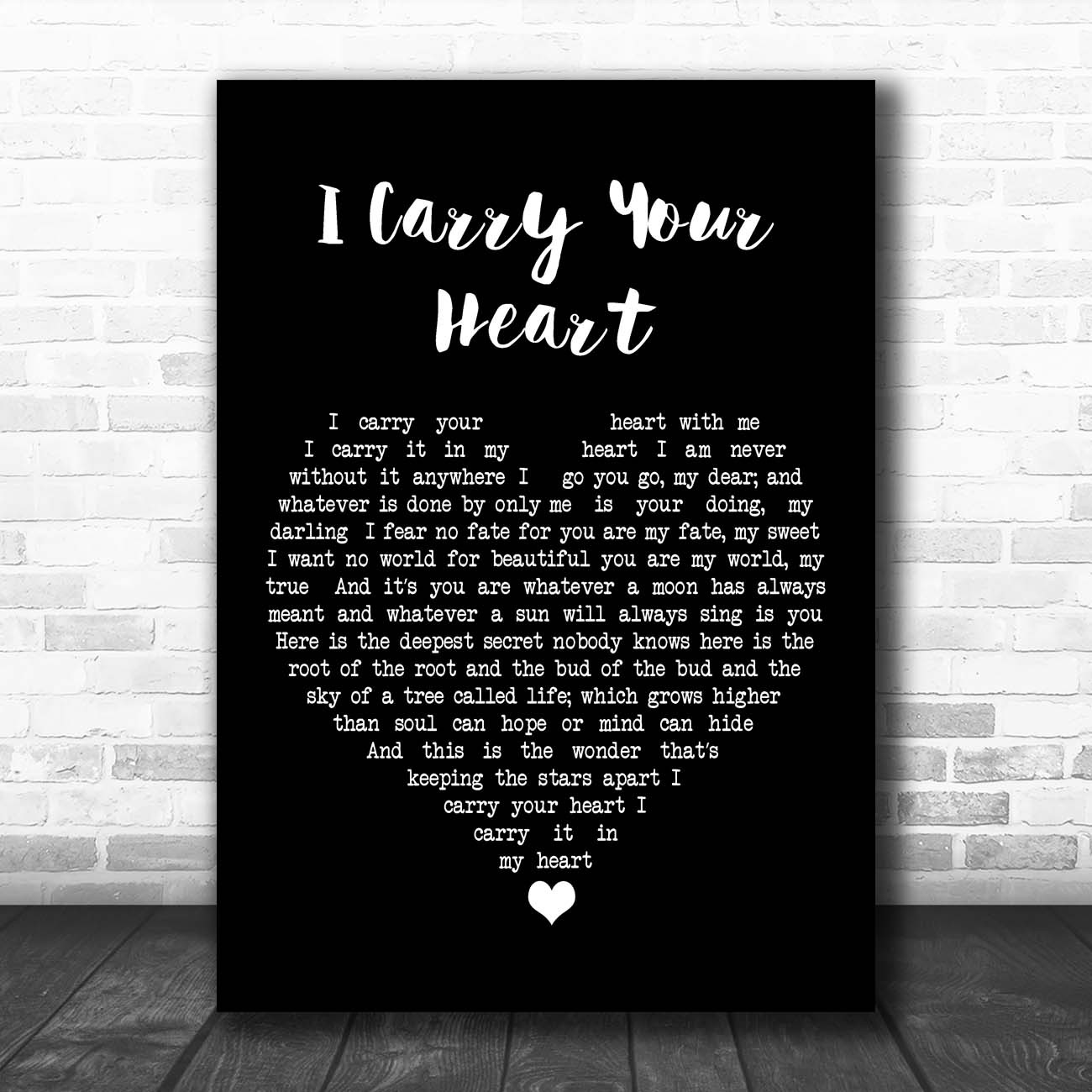 E.E. Cummings I Carry Your Heart Script Heart Song Lyric Print - Song ...