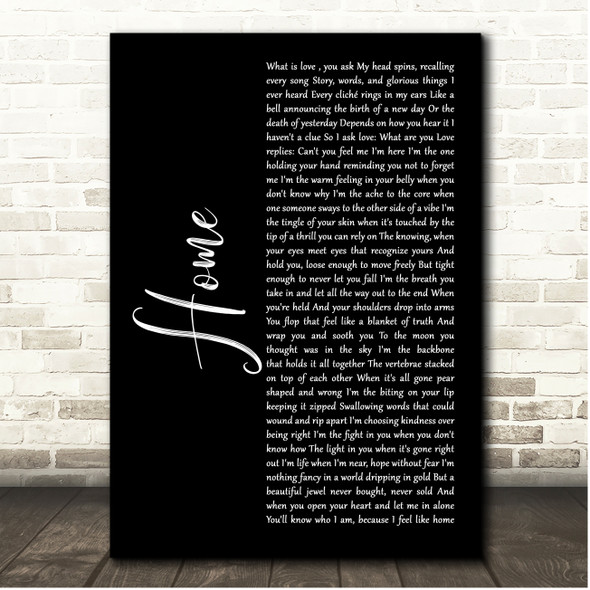 Imelda May Home Black Script Song Lyric Print