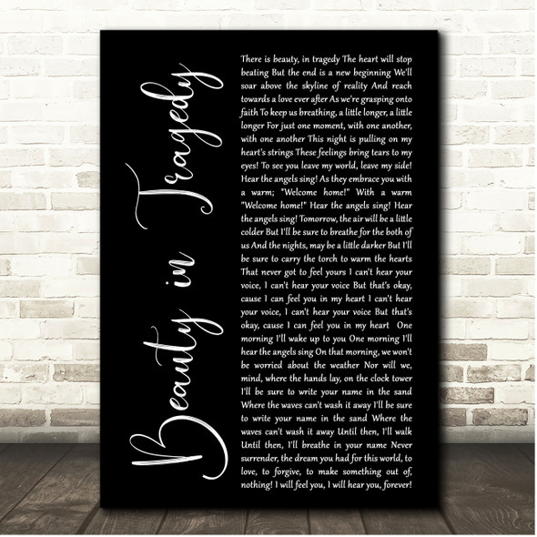 August Burns Red Beauty in Tragedy Black Script Song Lyric Print