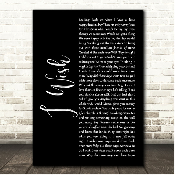 Stevie Wonder I Wish Black Script Song Lyric Print