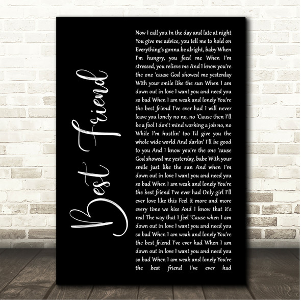 The HamilTones Best Friend Black Script Song Lyric Print