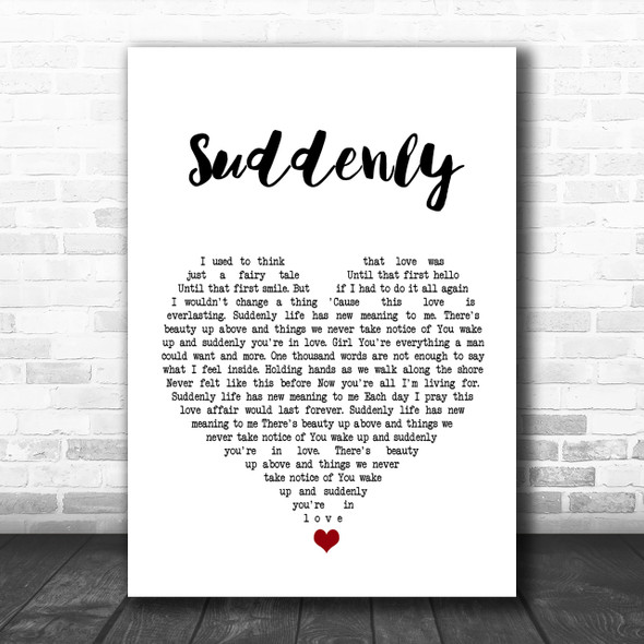 Billy Ocean Suddenly White Heart Song Lyric Music Wall Art Print