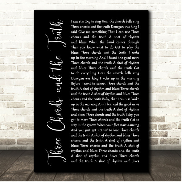 Van Morrison Three Chords and the Truth Black Script Song Lyric Print