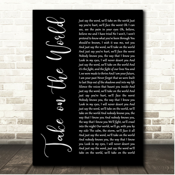 You Me At Six Take on the World Black Script Song Lyric Print