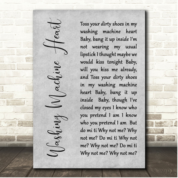 Mitski Washing Machine Heart Grey Rustic Script Song Lyric Print