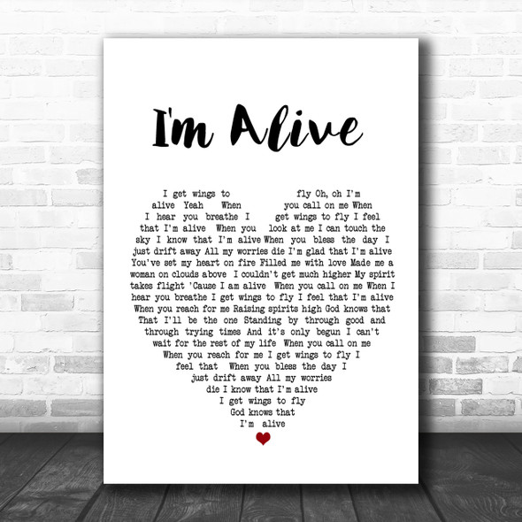 Celine Dion I'm Alive Heart Song Lyric Music Wall Art Print