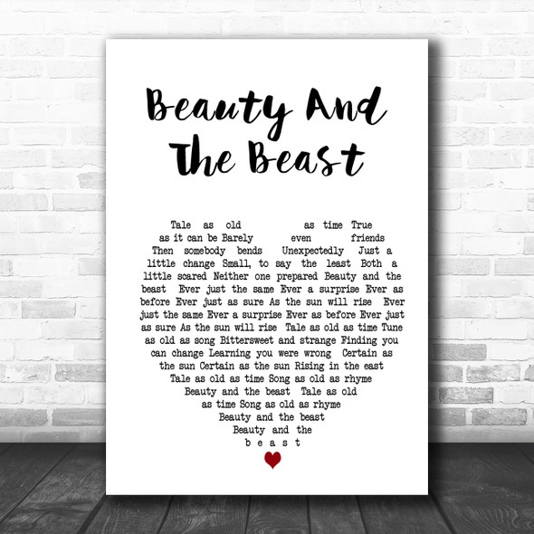 Celine Dione Beauty And The Beast Heart Song Lyric Music Wall Art Print