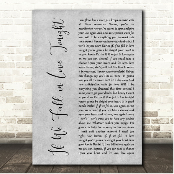 Rod Stewart If We Fall In Love Tonight Grey Rustic Script Song Lyric Print