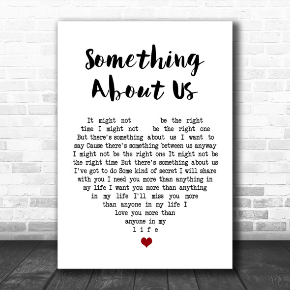 Daft Punk Something About Us White Heart Song Lyric Music Wall Art Print