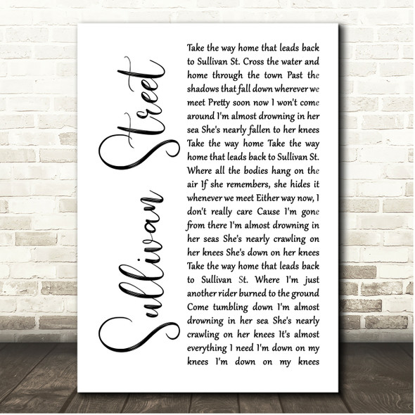 Counting Crows Sullivan Street White Script Song Lyric Print