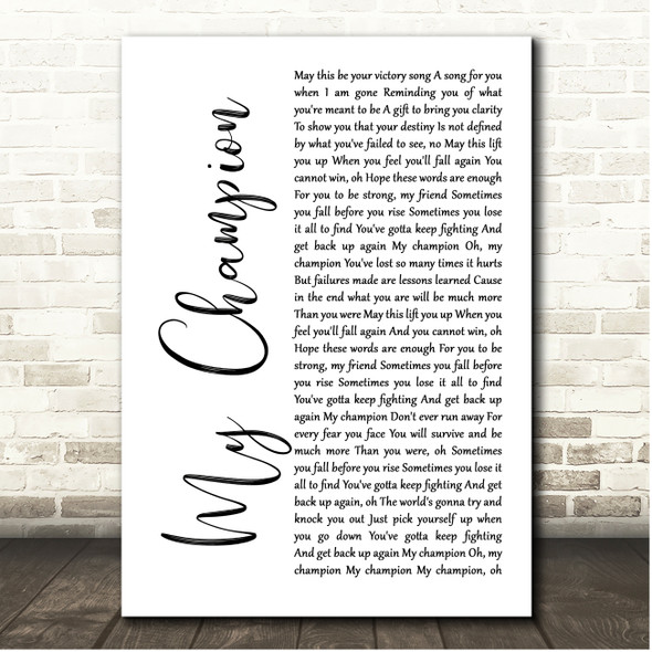 Alter Bridge My Champion White Script Song Lyric Print