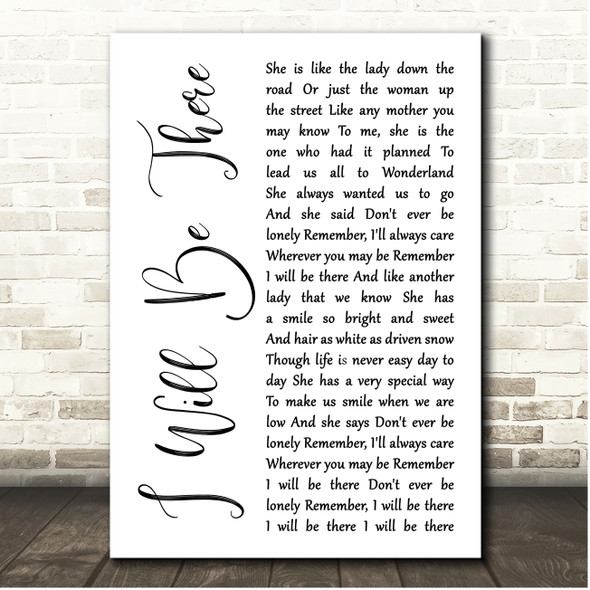 Katie Melua I Will Be There White Script Song Lyric Print