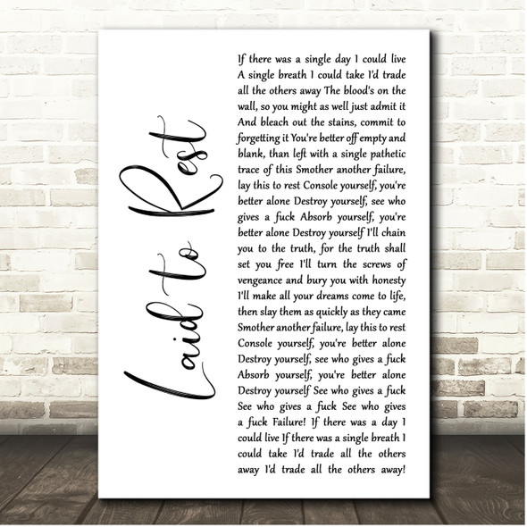 Lamb of God Laid to Rest White Script Song Lyric Print