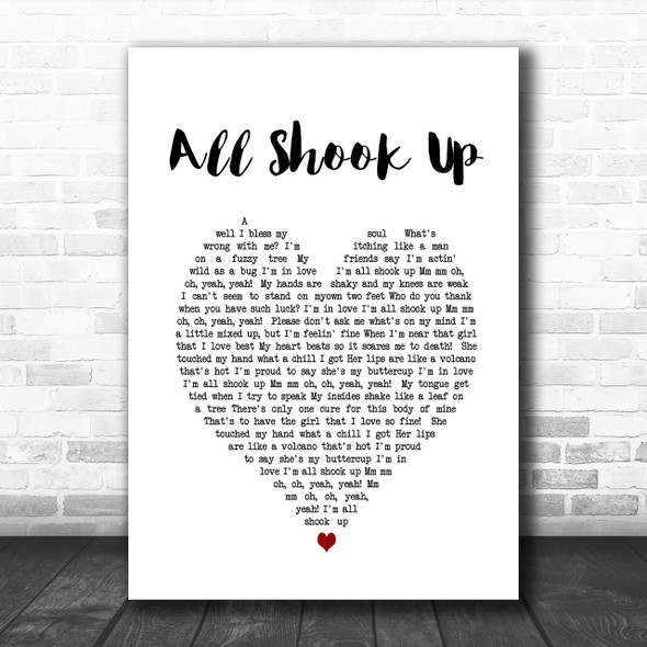 Elvis Presley All Shook Up Heart Song Lyric Music Wall Art Print