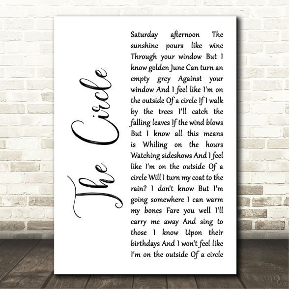 Ocean Colour Scene The Circle White Script Song Lyric Print