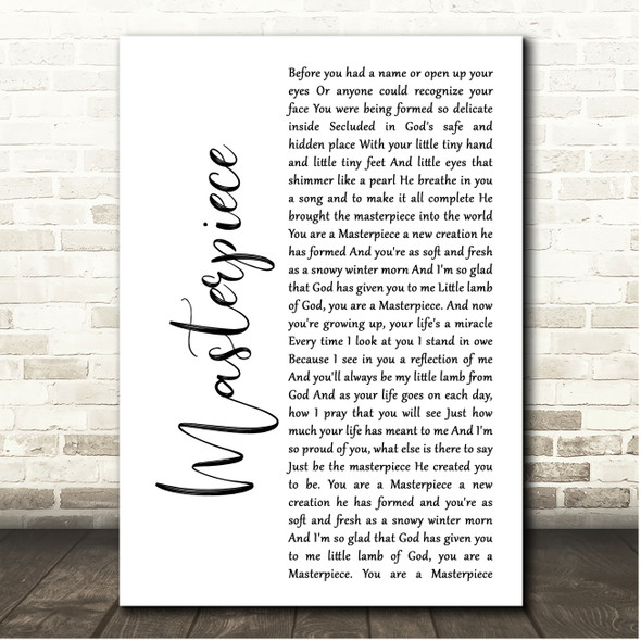 Sandi Patty Masterpiece White Script Song Lyric Print