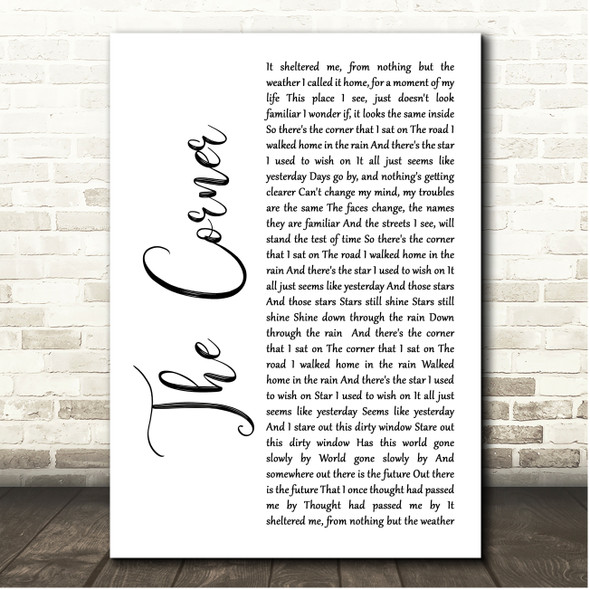 Staind The Corner White Script Song Lyric Print