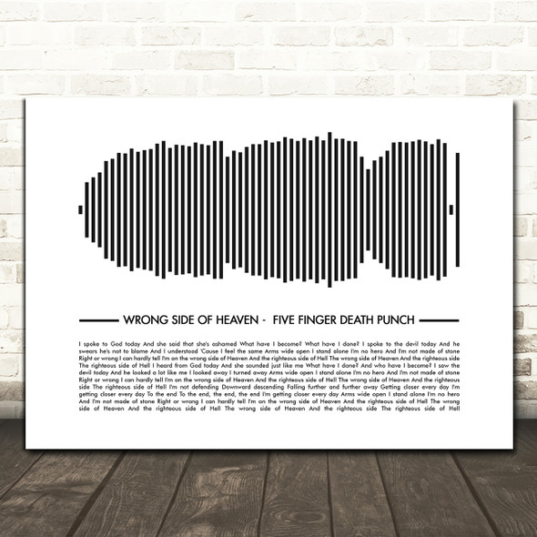Five Finger Death Punch Wrong Side of Heaven Sound Wave Minimal Song Lyric Print