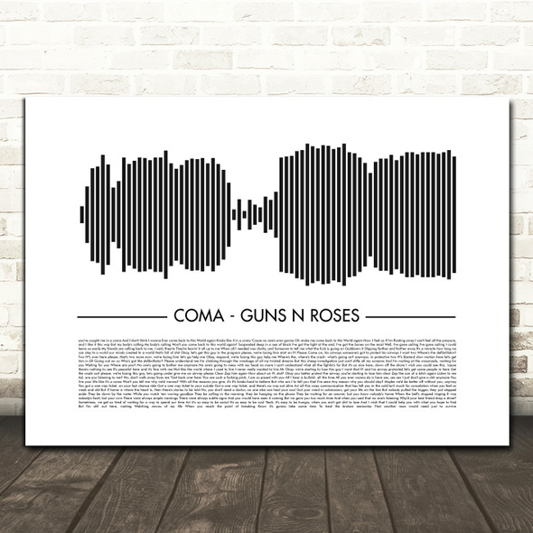 Guns N' Roses Coma Sound Wave Minimal Song Lyric Print