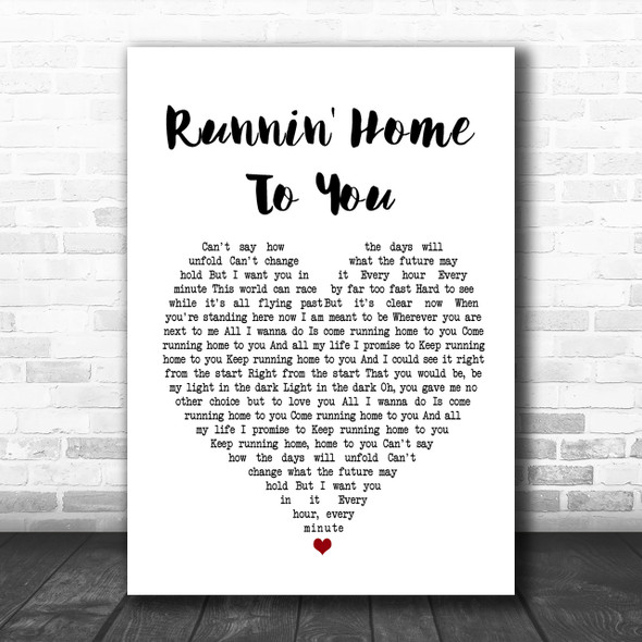 Grant Gustin Runnin' Home To You White Heart Song Lyric Music Wall Art Print