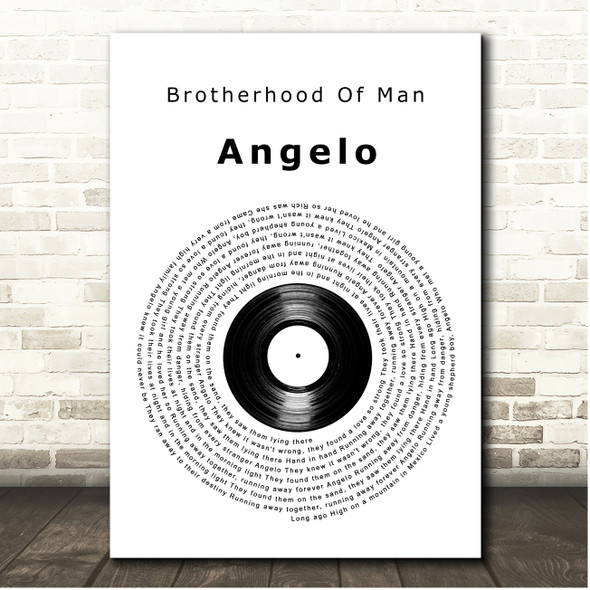 Brotherhood Of Man Angelo Vinyl Record Song Lyric Print