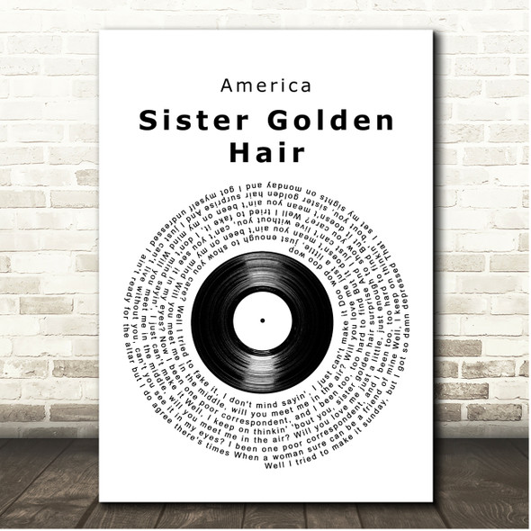 America Sister Golden Hair Vinyl Record Song Lyric Print