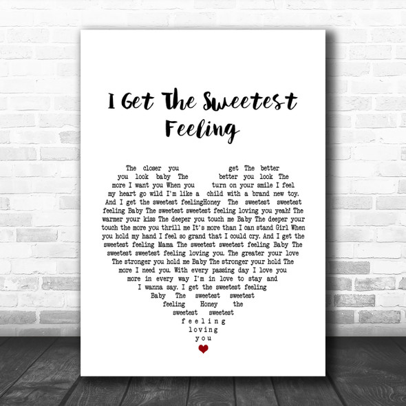 Jackie Wilson I Get The Sweetest Feeling White Heart Song Lyric Music Wall Art Print