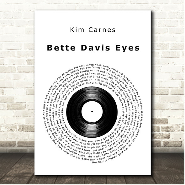 Kim Carnes Bette Davis Eyes Vinyl Record Song Lyric Print