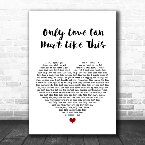 Paloma Faith Only Love Can Hurt Like This White Heart Song Lyric Music Wall Art Print